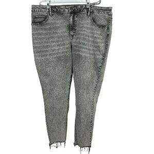 Ava & Viv Womens Plus Size 22W Gray Fringe Hem Stretch Jeans High Rise Denim